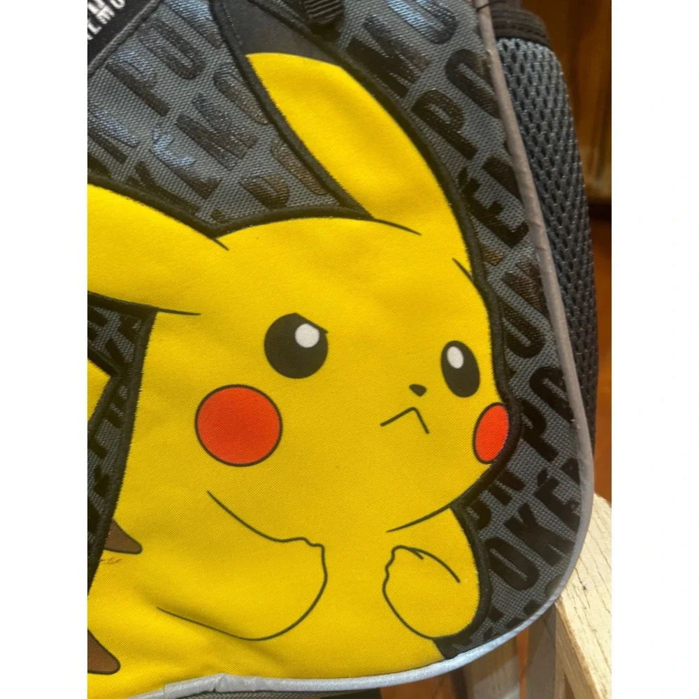 Pokemon Pikachu Kids Backpack Bioworld Gray Black Reflective Safety School Bag